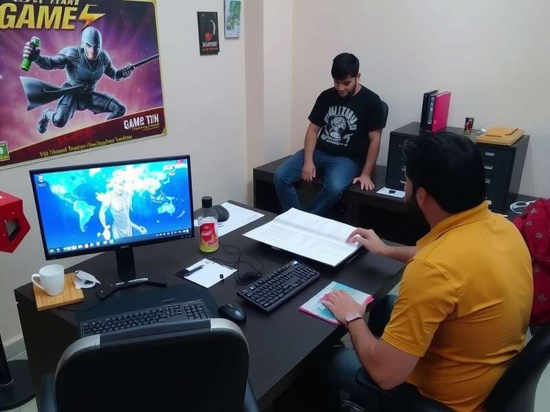 Game development team collaborating